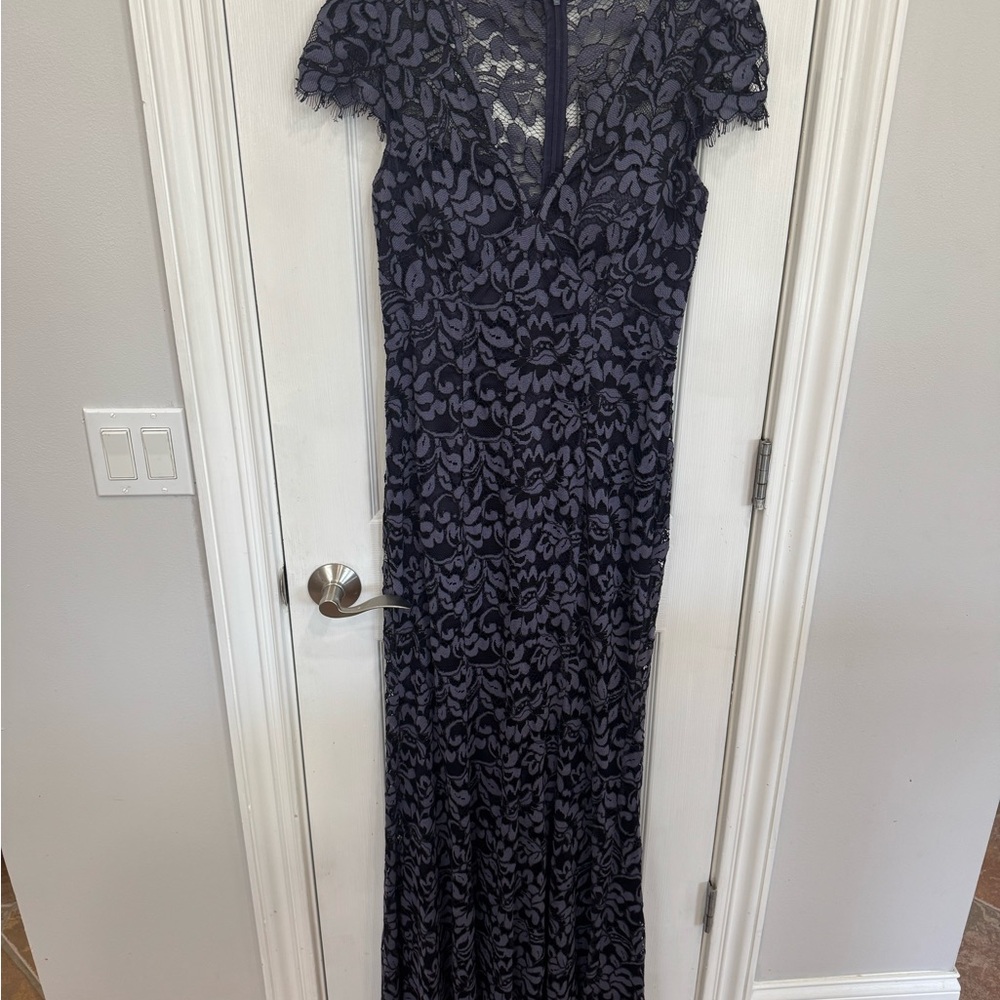 Eliza J Navy Floral Lace Maxi Dress